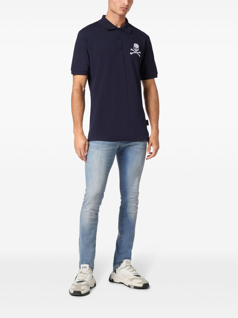 PHILIPP PLEIN Skull & Bones embroidered cotton polo shirt outlook