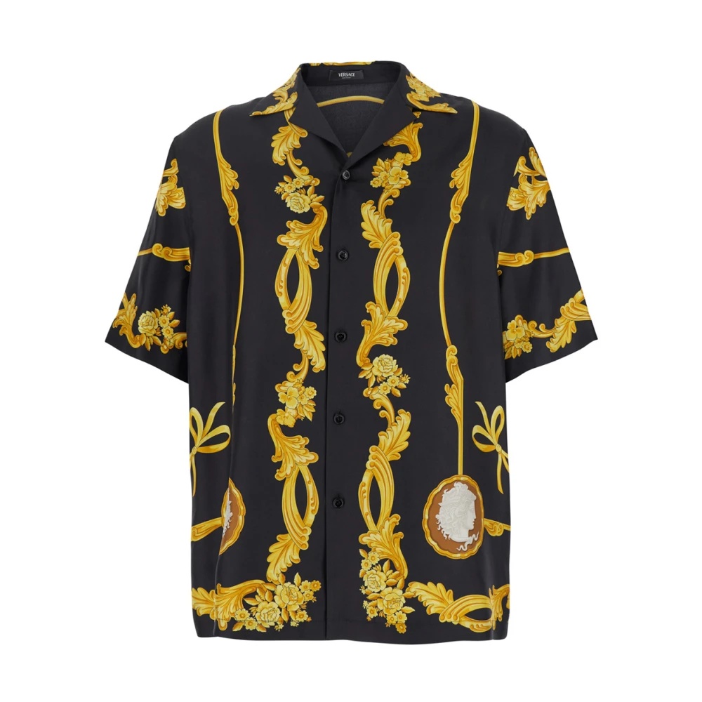 トップス caballero VERSACE GRAPHIC PRINT CUBAN COLLAR SHIRT BLACK | miinto