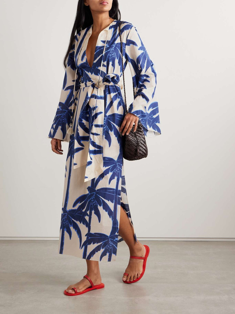 Johanna Ortiz Sotaviento belted printed cotton-voile midi dress Blue outlook