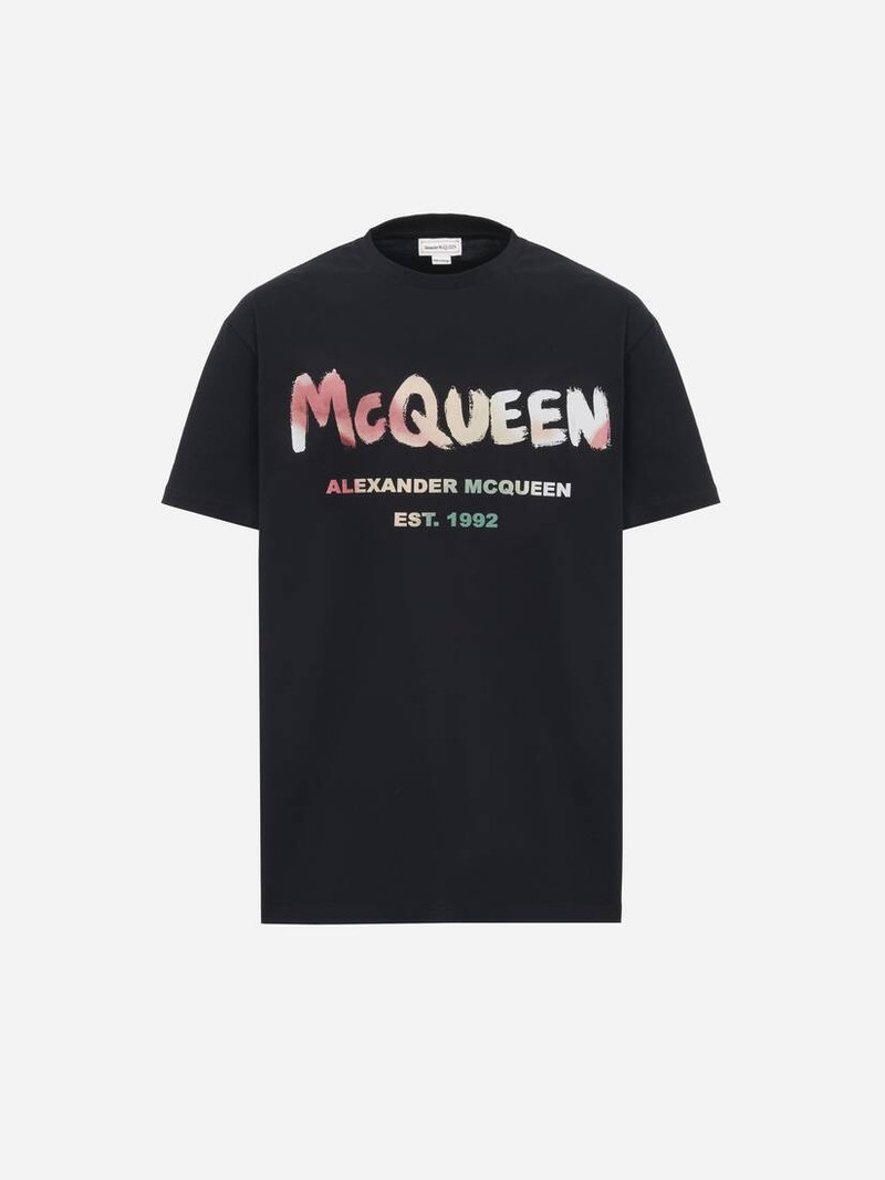 Men's Solarised McQueen Graffiti T-shirt in Black 1