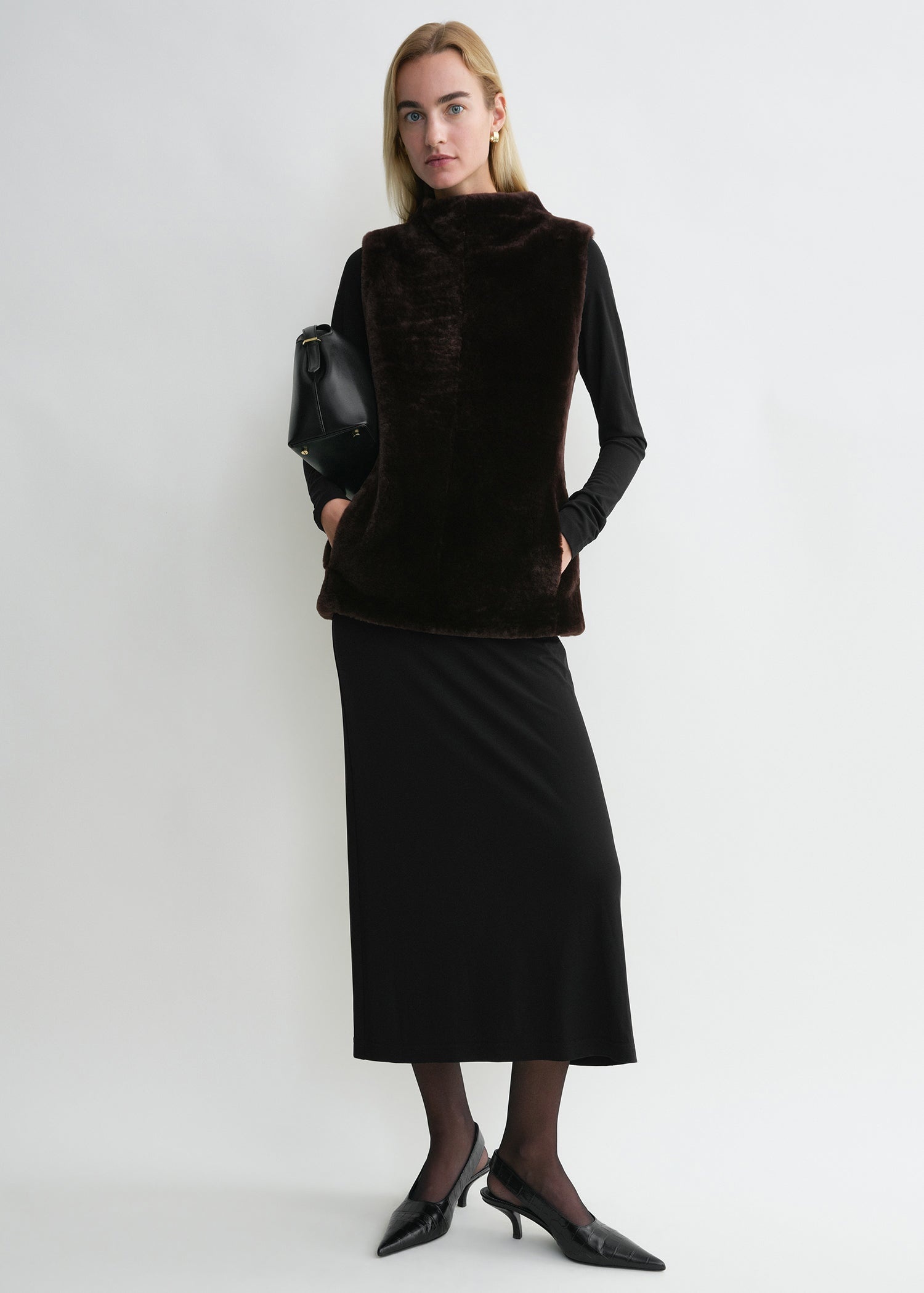 Shearling-front top espresso - 2