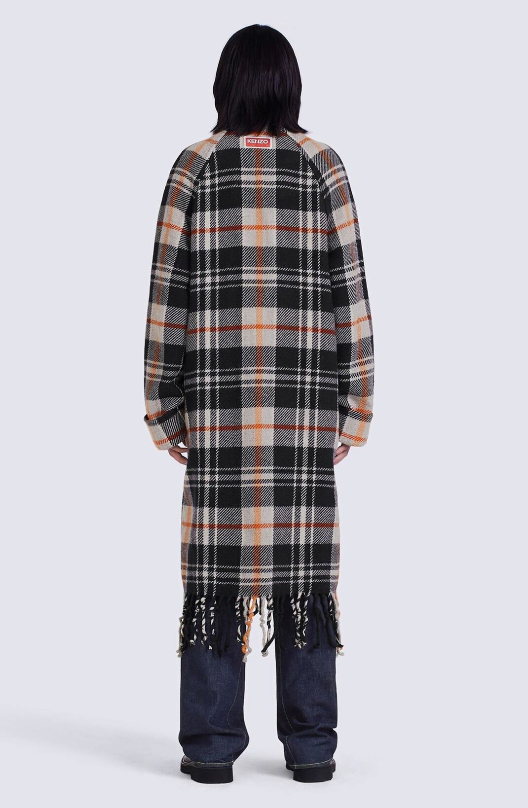 Fringed checked coat - 4