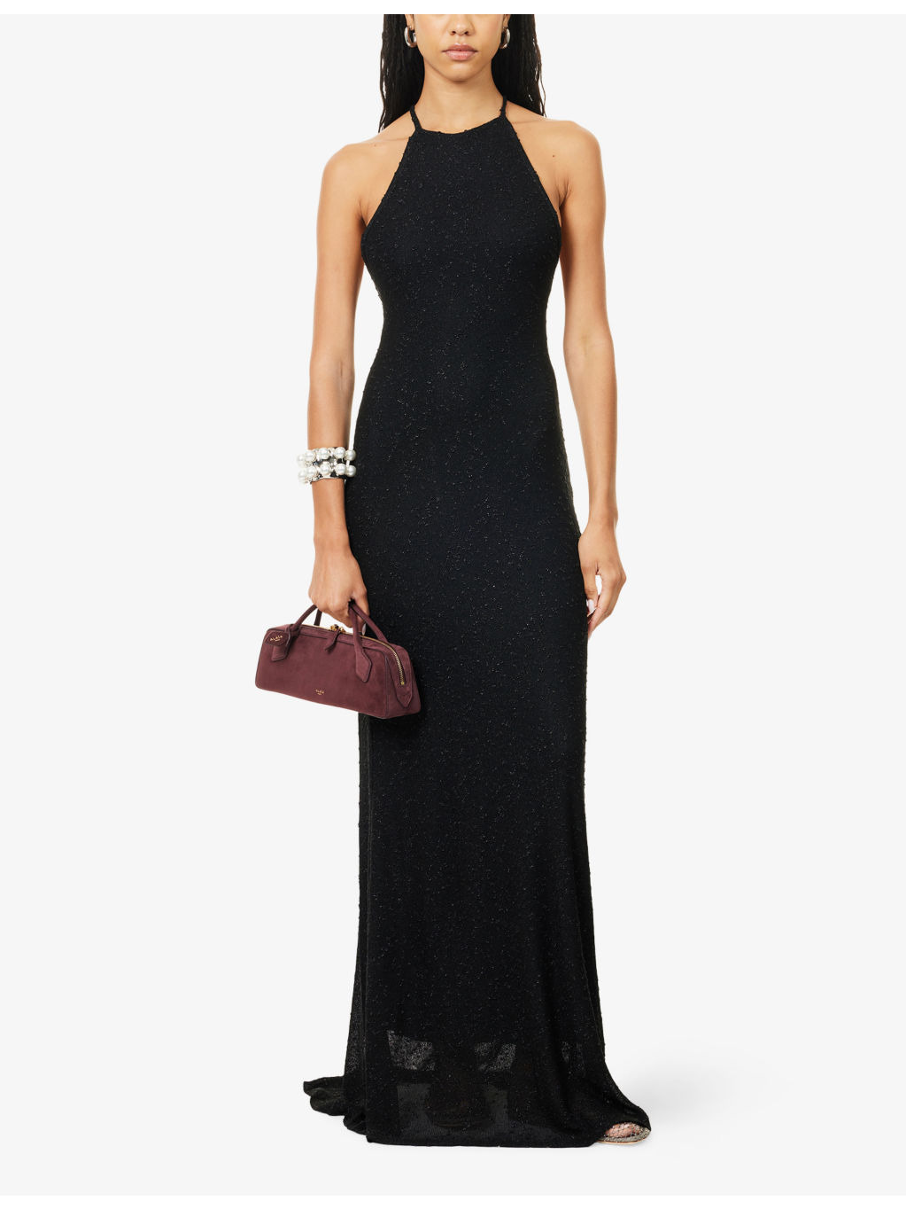 Imber Metallic Halter Knitted Maxi Dress - 2