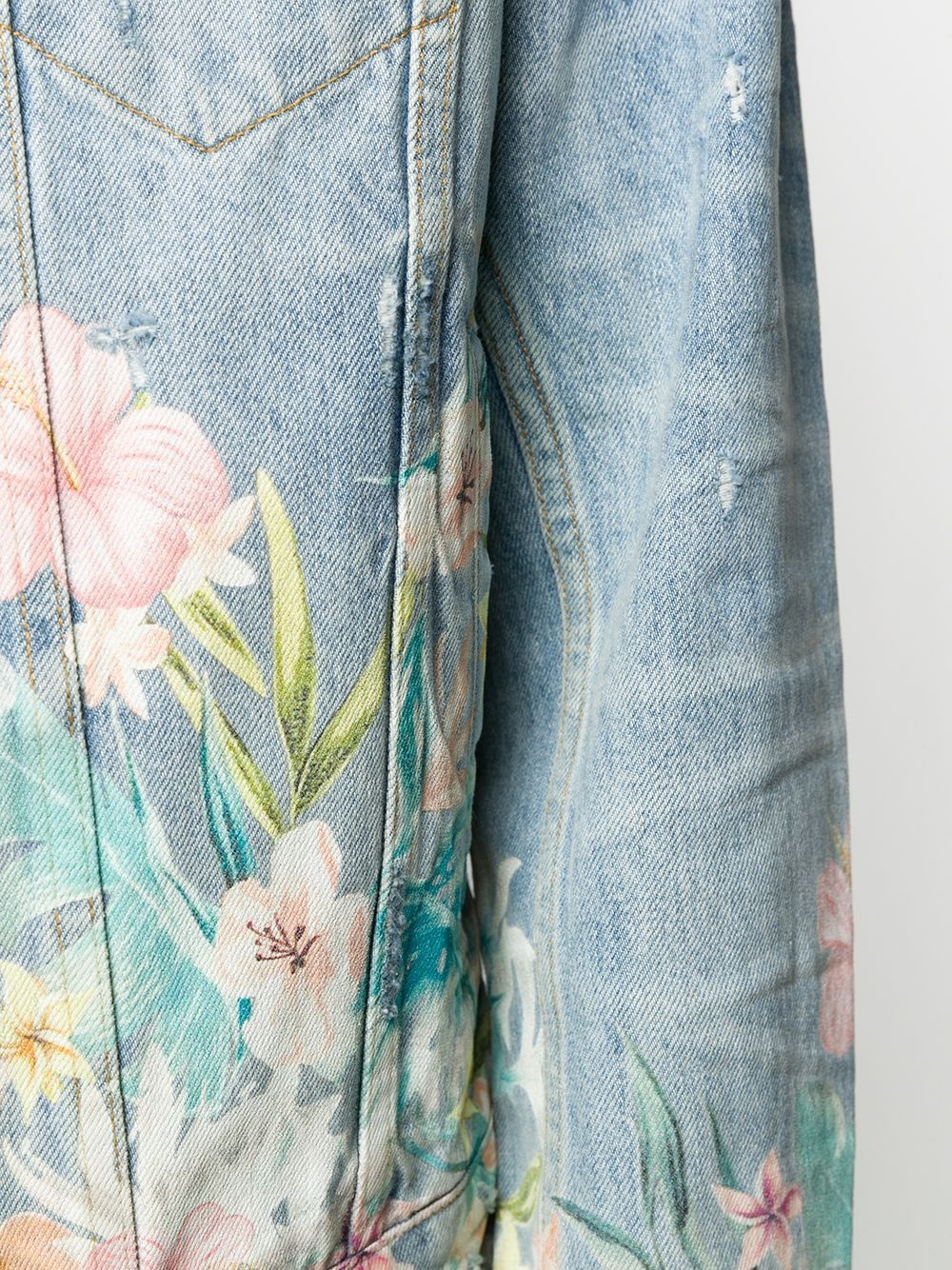 floral-detail denim jacket - 5