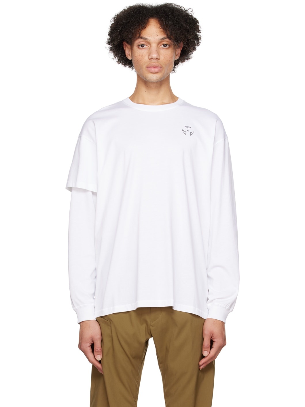 White Layered Long Sleeve T-Shirt - 1