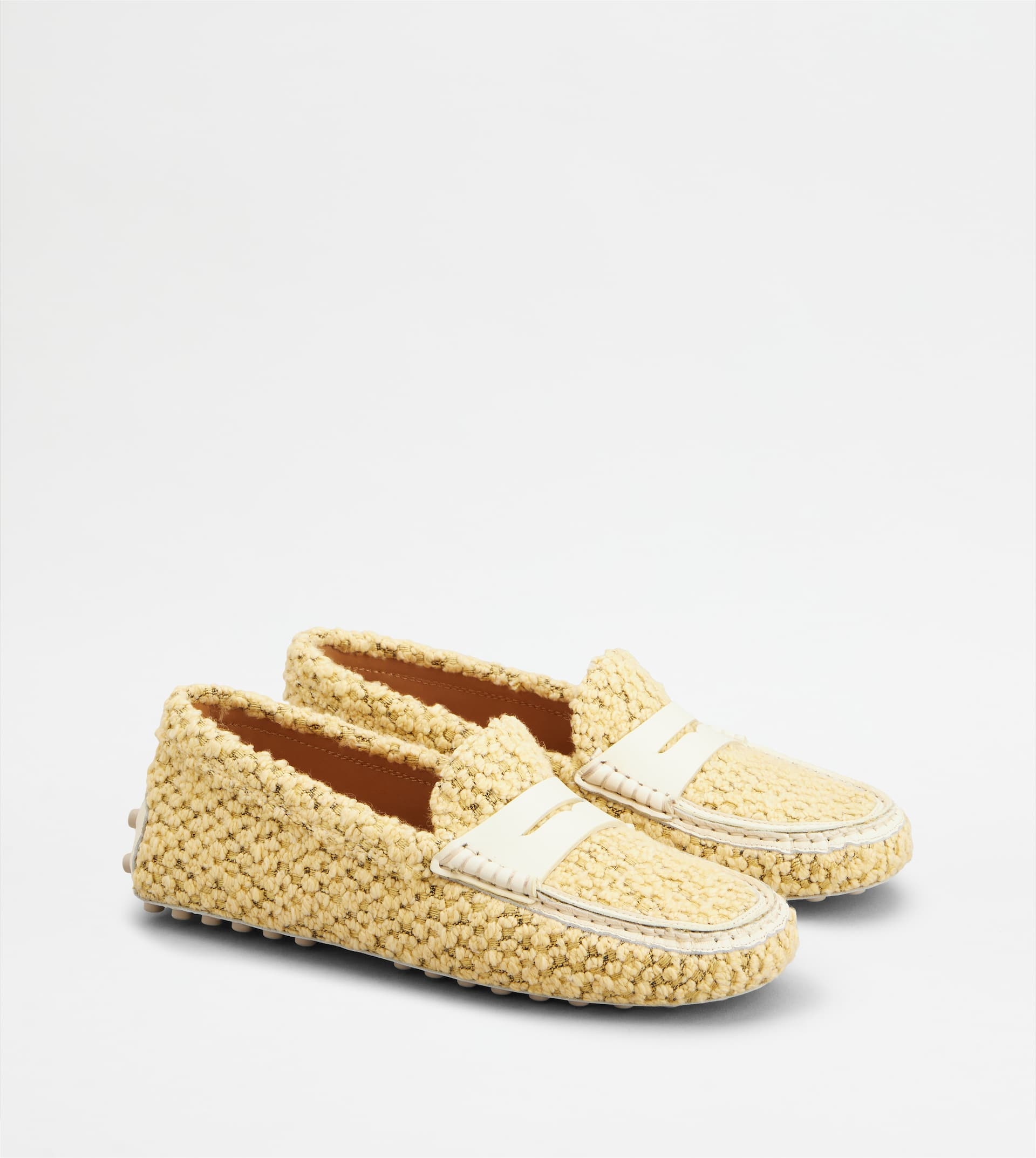 GOMMINO DRIVING SHOES IN FABRIC AND LEATHER - YELLOW - 2