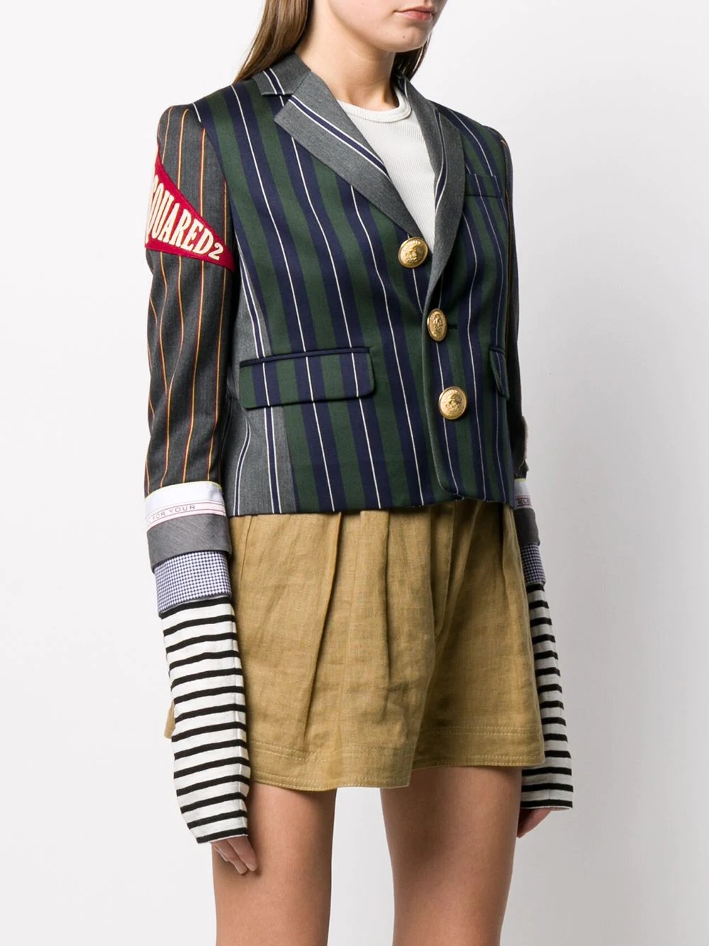 multi-striped deconstructed blazer - 3