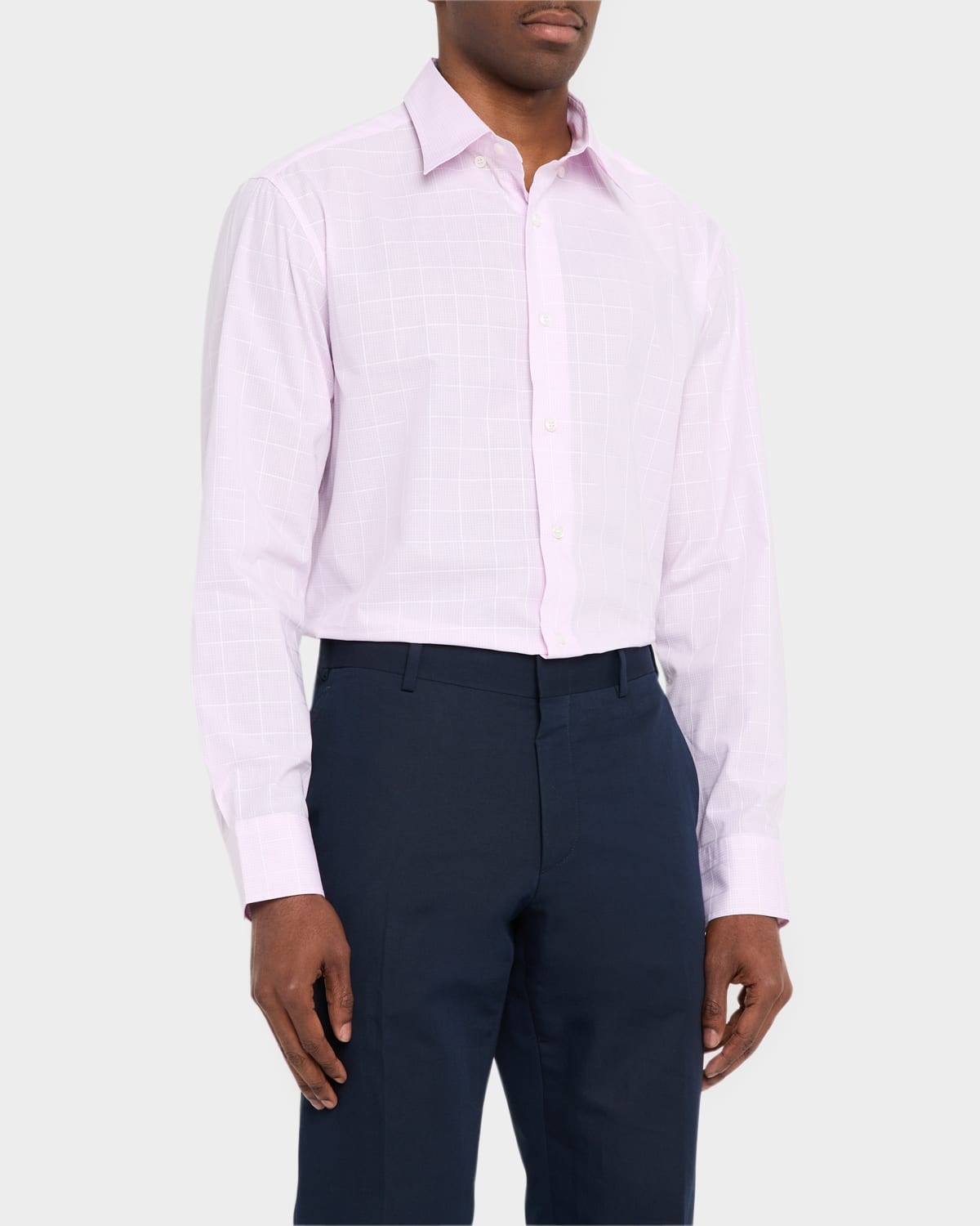 Men's Cotton Windowpane Check Sport Shirt - 4