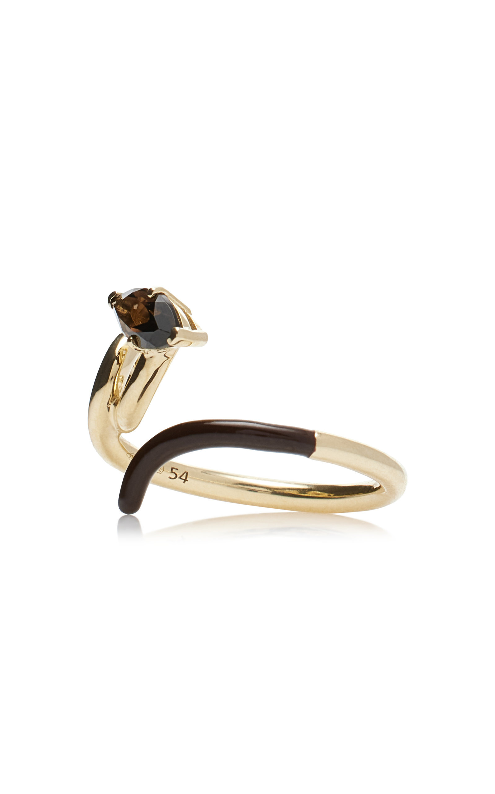 Half 9K Gold, Quartz, And Enamel Ring brown - 4
