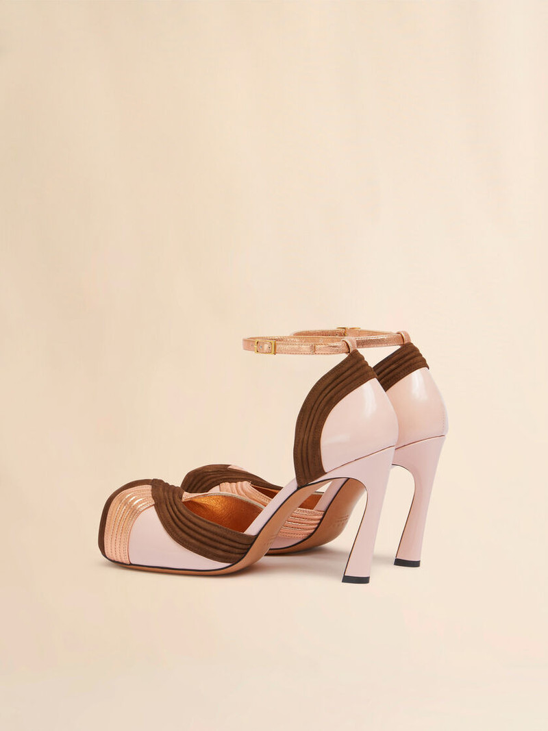 Marni PINK AND BROWN SUEDE AND METALLIC LEATHER NEW WAVE PUMP outlook
