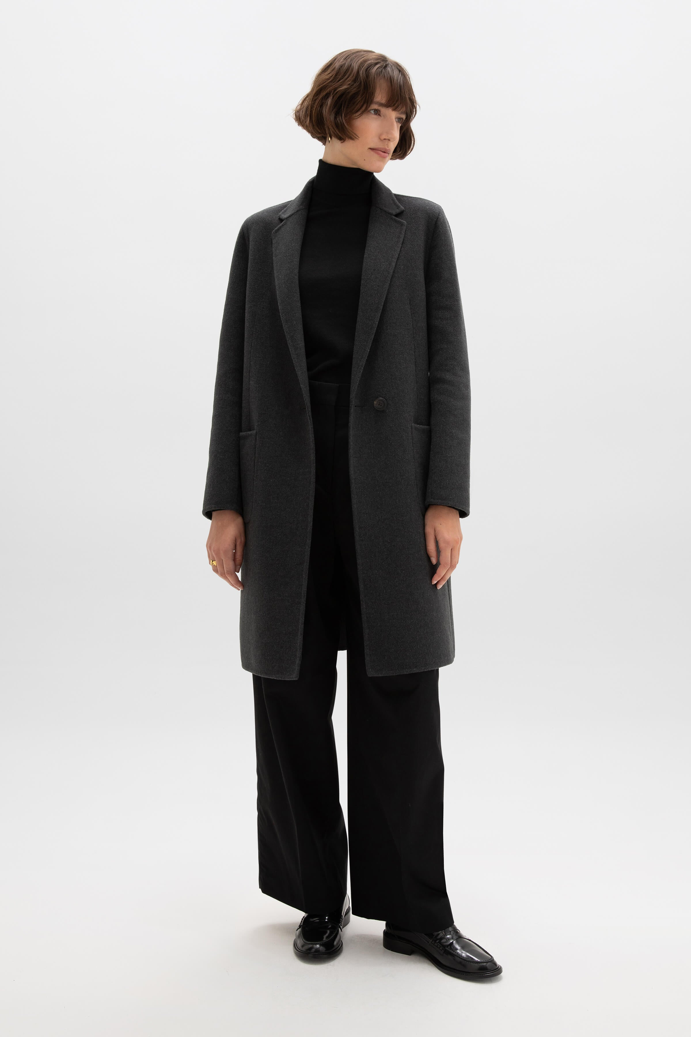 Classic Grey Cashmere Coat - 1
