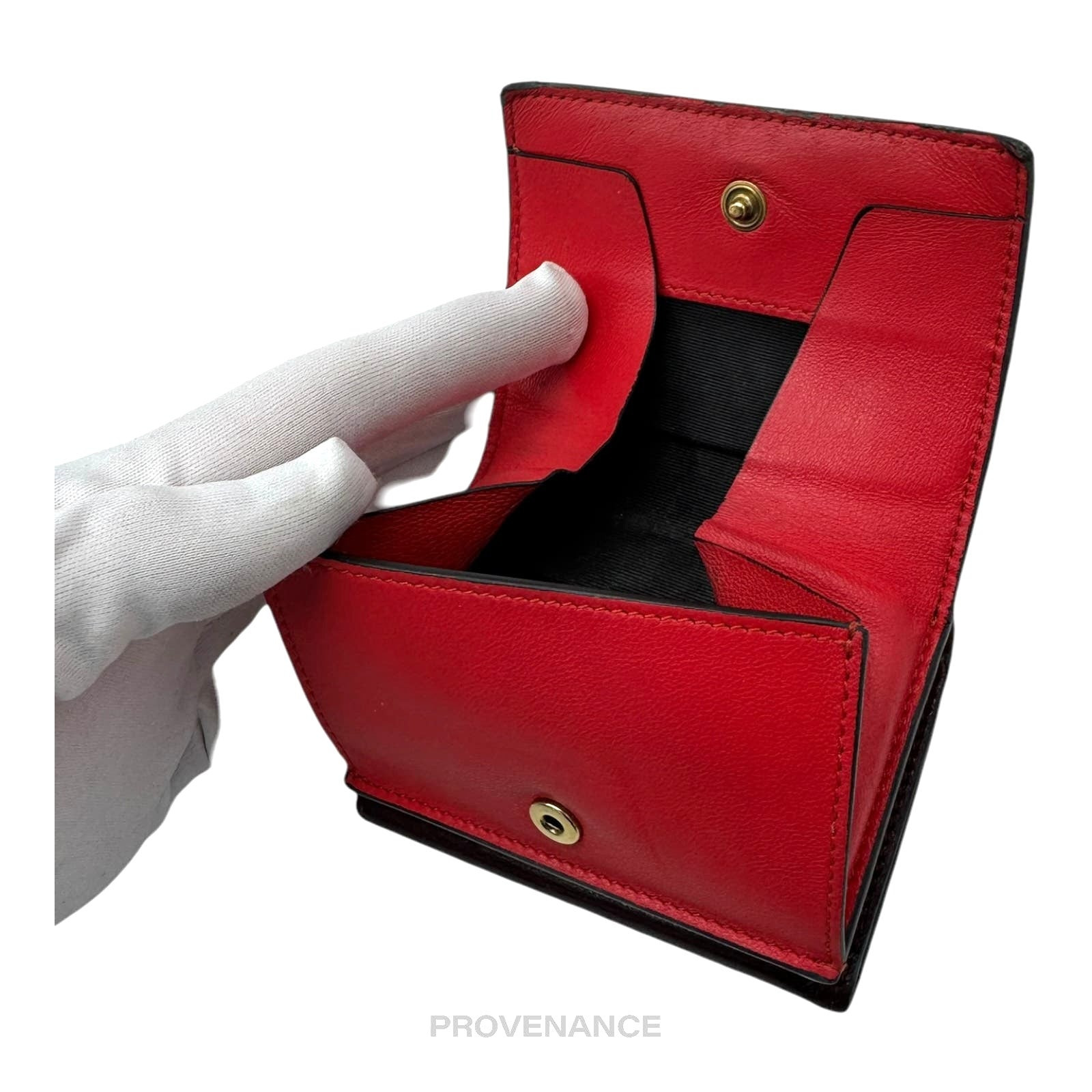 Givenchy Two Tone Trifold Wallet - Burgundy Leather - 8