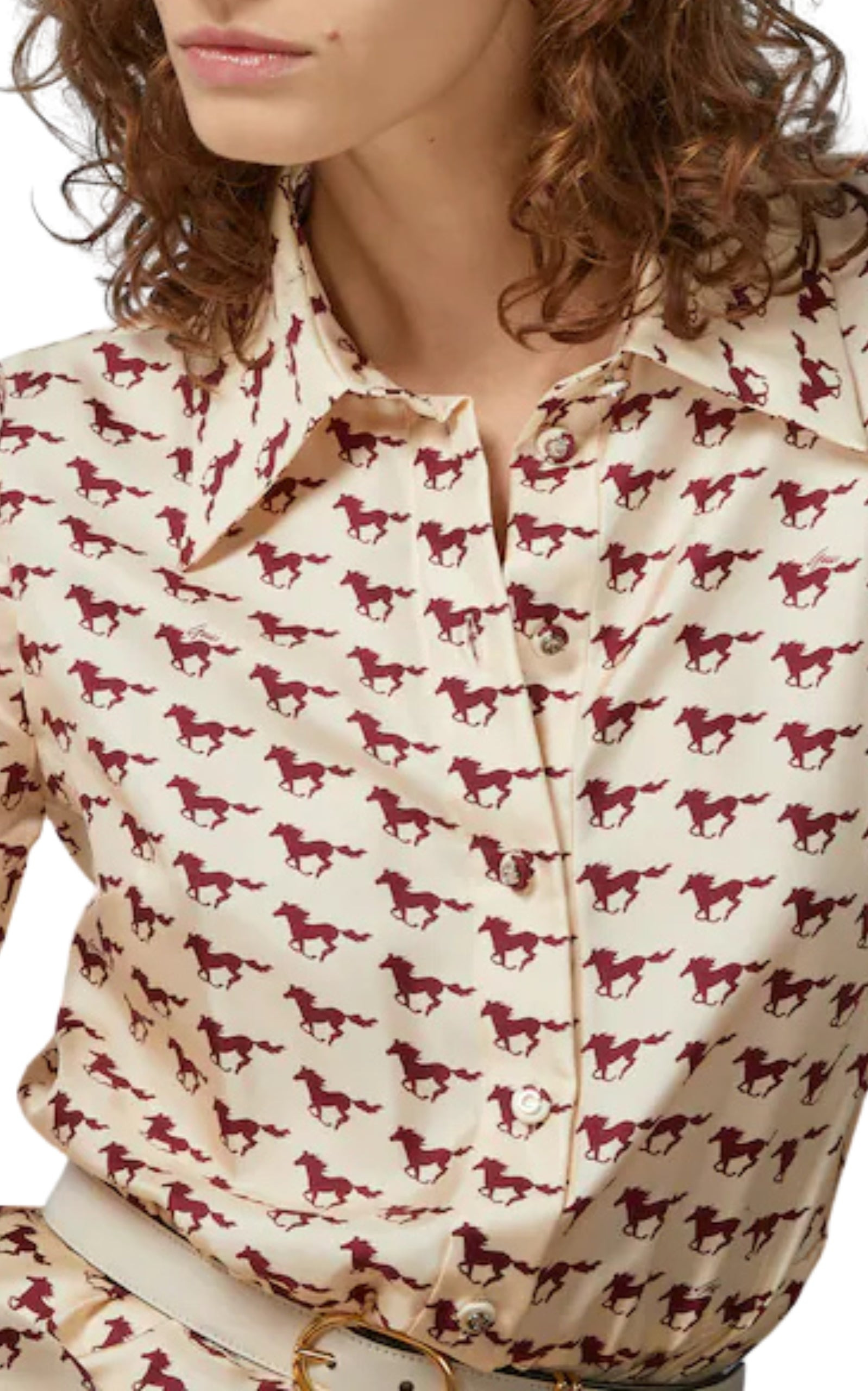 DIAGONAL HORSES PRINT SILK DRESS - 5
