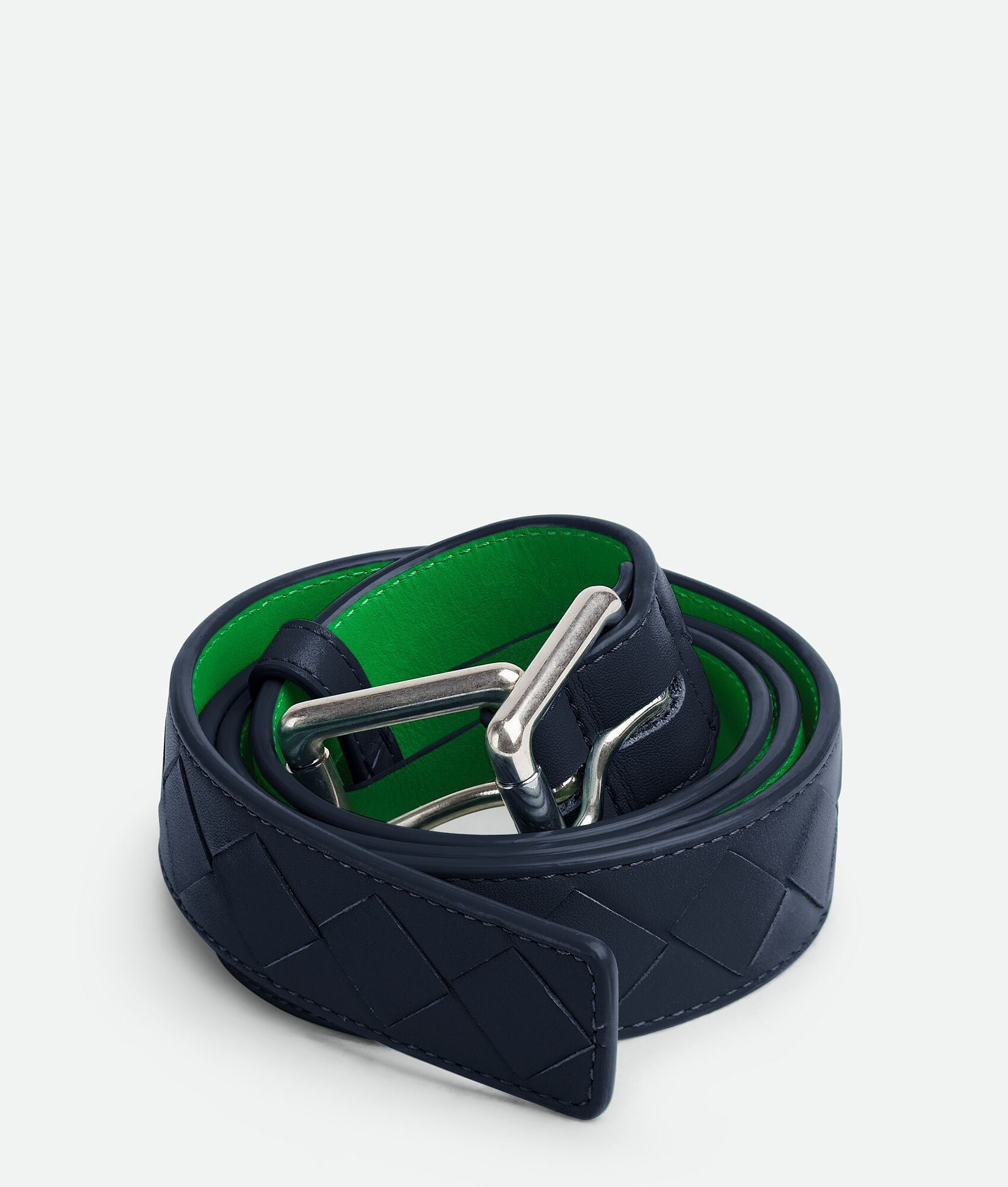 intrecciato double buckle belt - 2