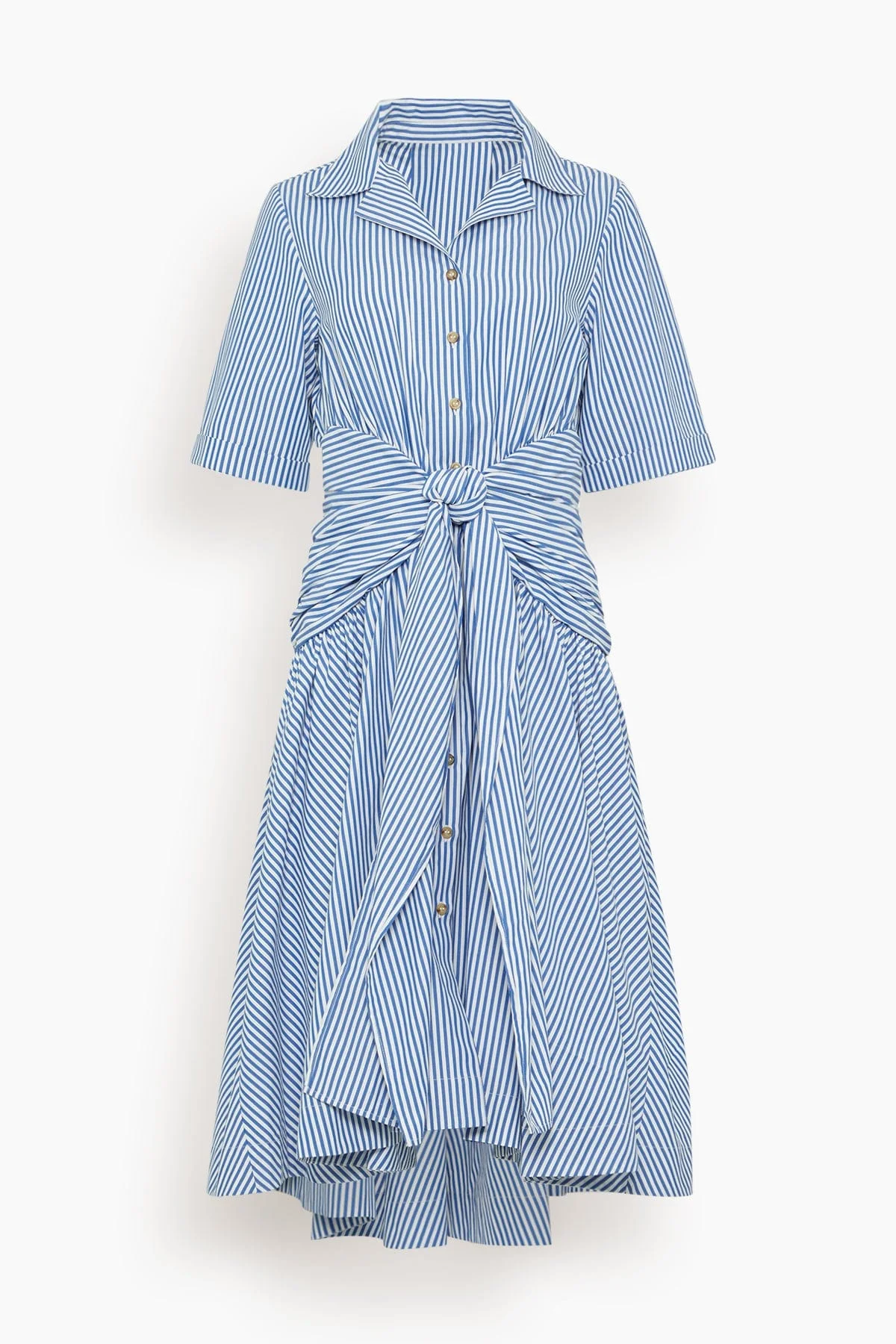 Tie Shirt Dress in Blue Stripe - 1