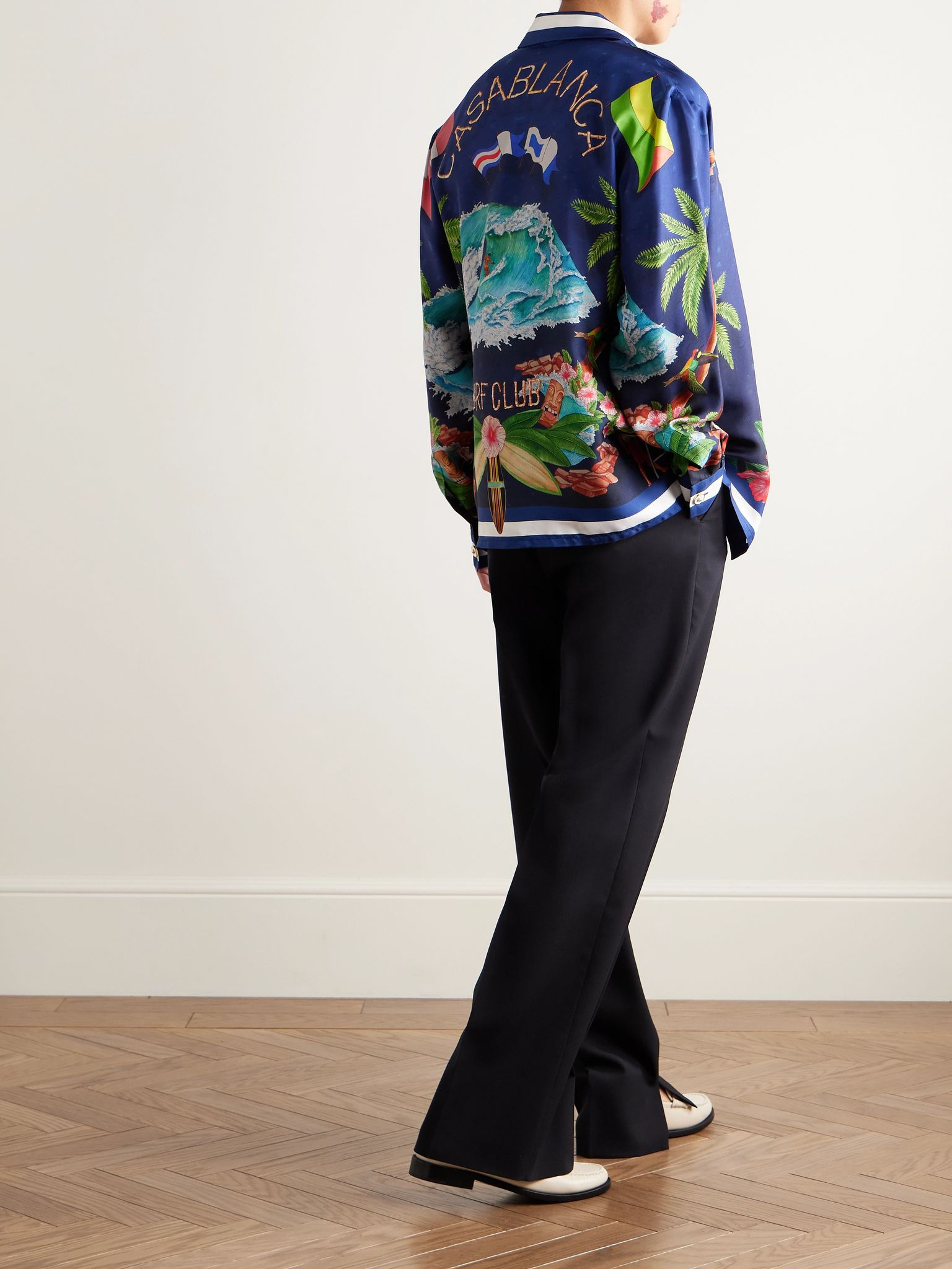 Casablanca Surf Club Printed Silk-Twill Shirt Navy - 2