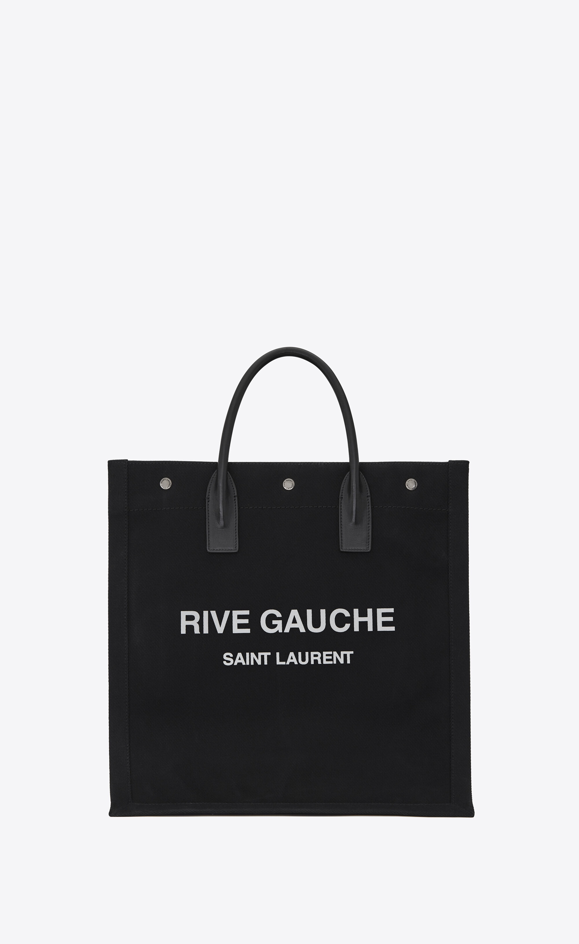 rive gauche north/south tote bag in printed canvas and leather - 1