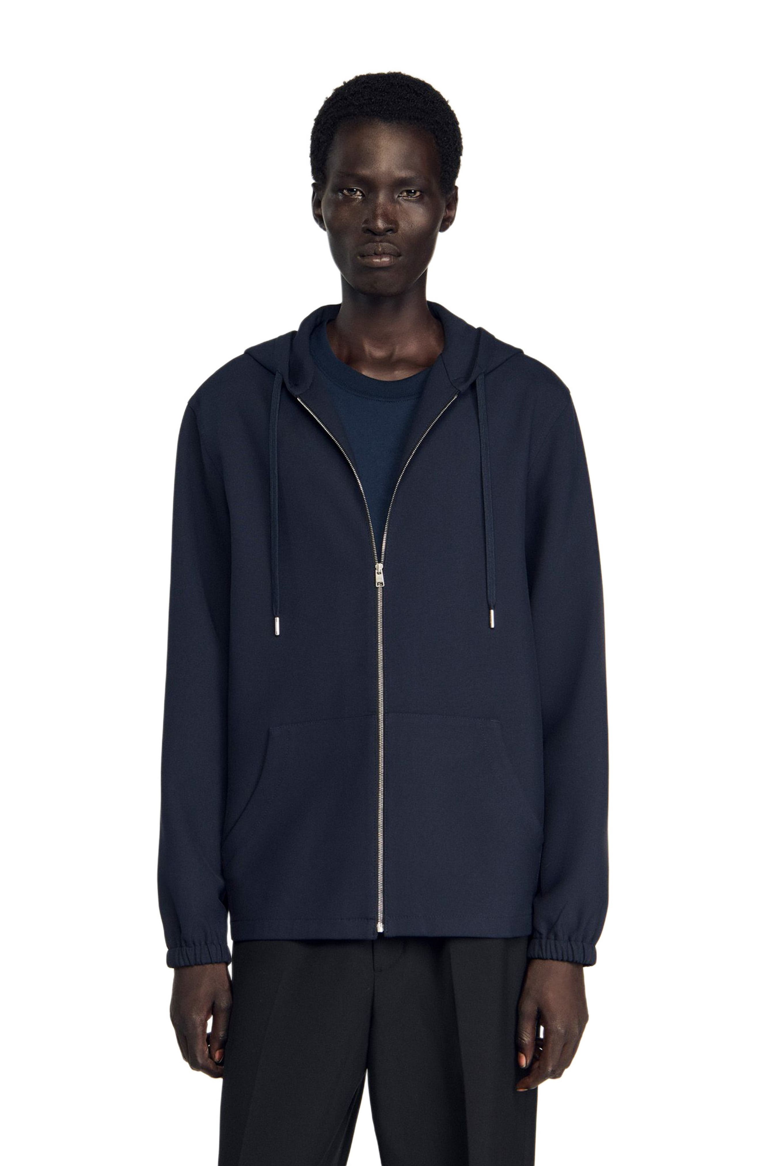 SANDRO Hooded shirt in Navy Blue at Nordstrom - 4