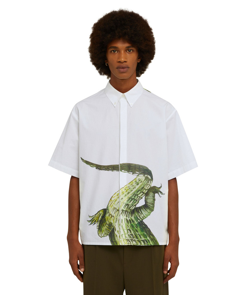 MSGM Organic poplin cotton shirt with "crocodile" print outlook