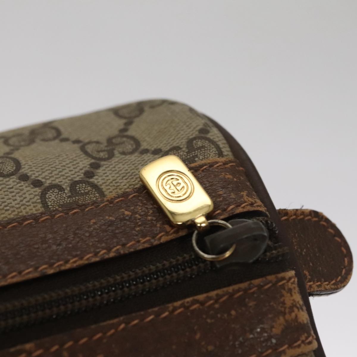 GUCCI GG Supreme Web Sherry Line Hand Bag Pvc Beige Gold 40 02 007 - 9