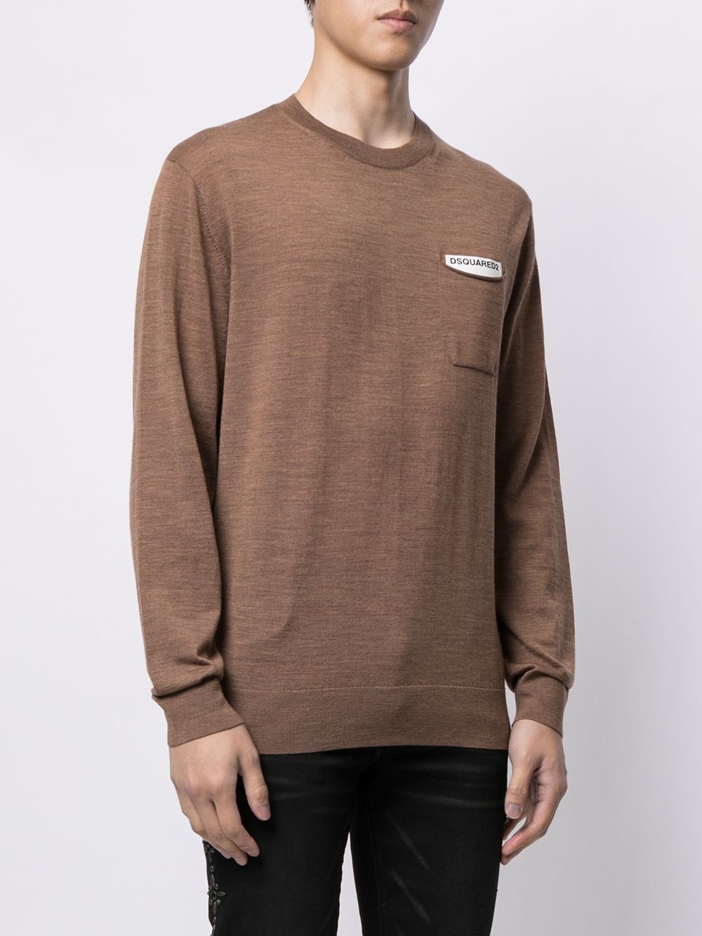 logo-patch long-sleeve jumper - 3