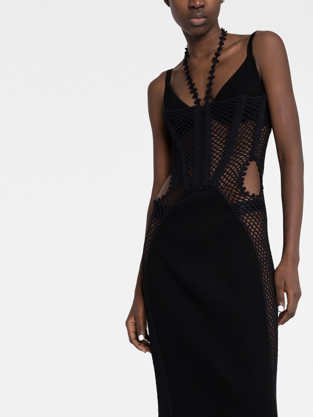 Coral crochet cut-out dress - 5