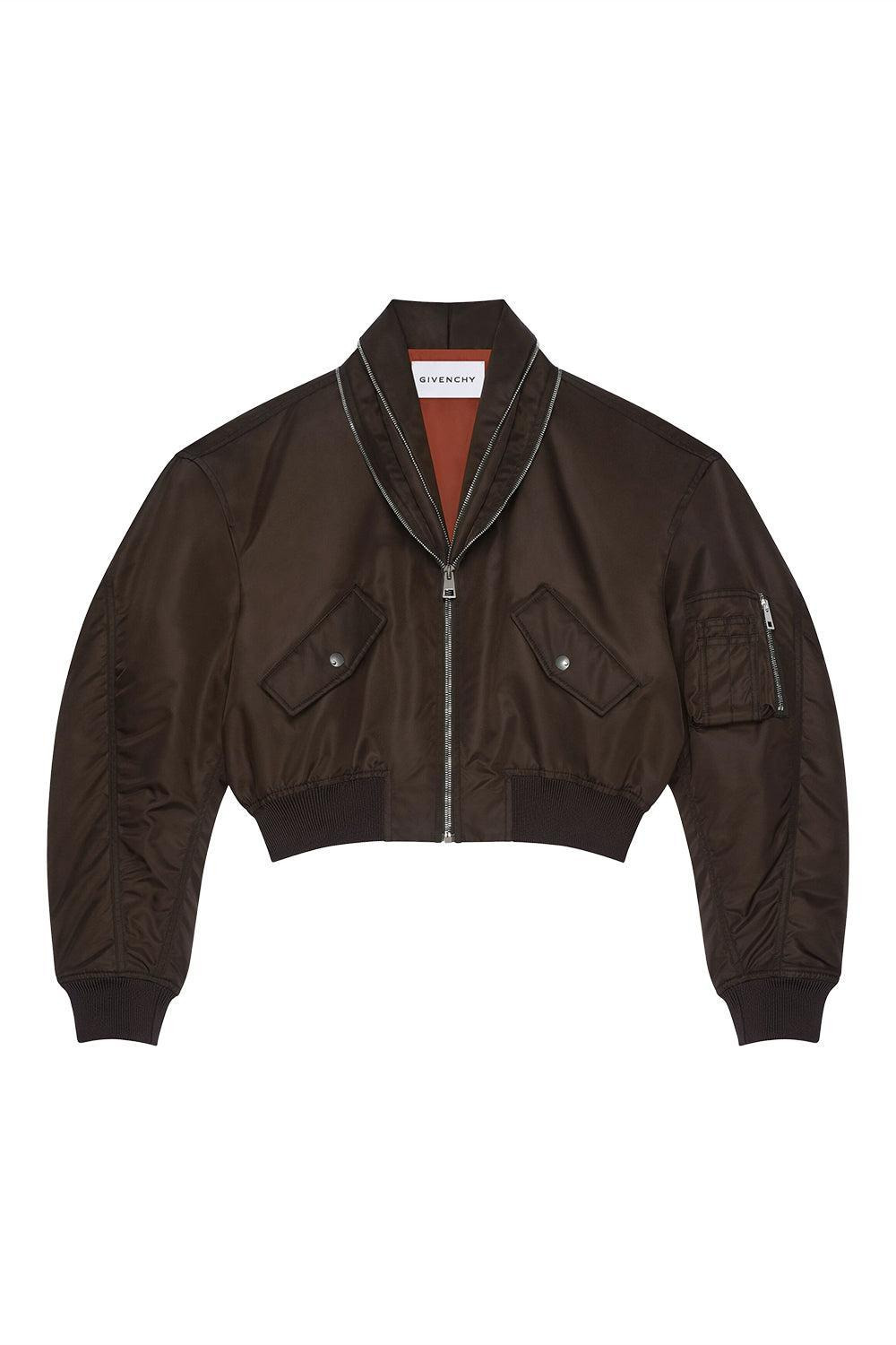 Zipped Shawl Collar Bomber Jacket - 1