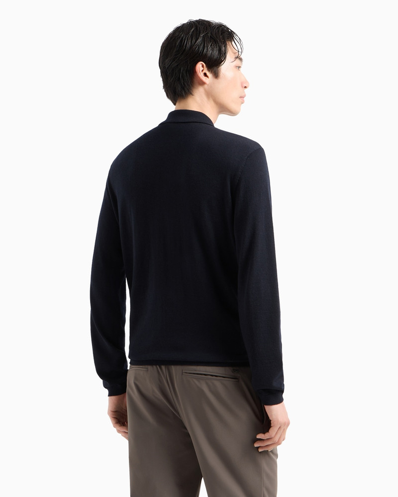 TRAVEL ESSENTIALS PLAIN-KNIT VIRGIN-WOOL JUMPER WITH POLO COLLAR 3