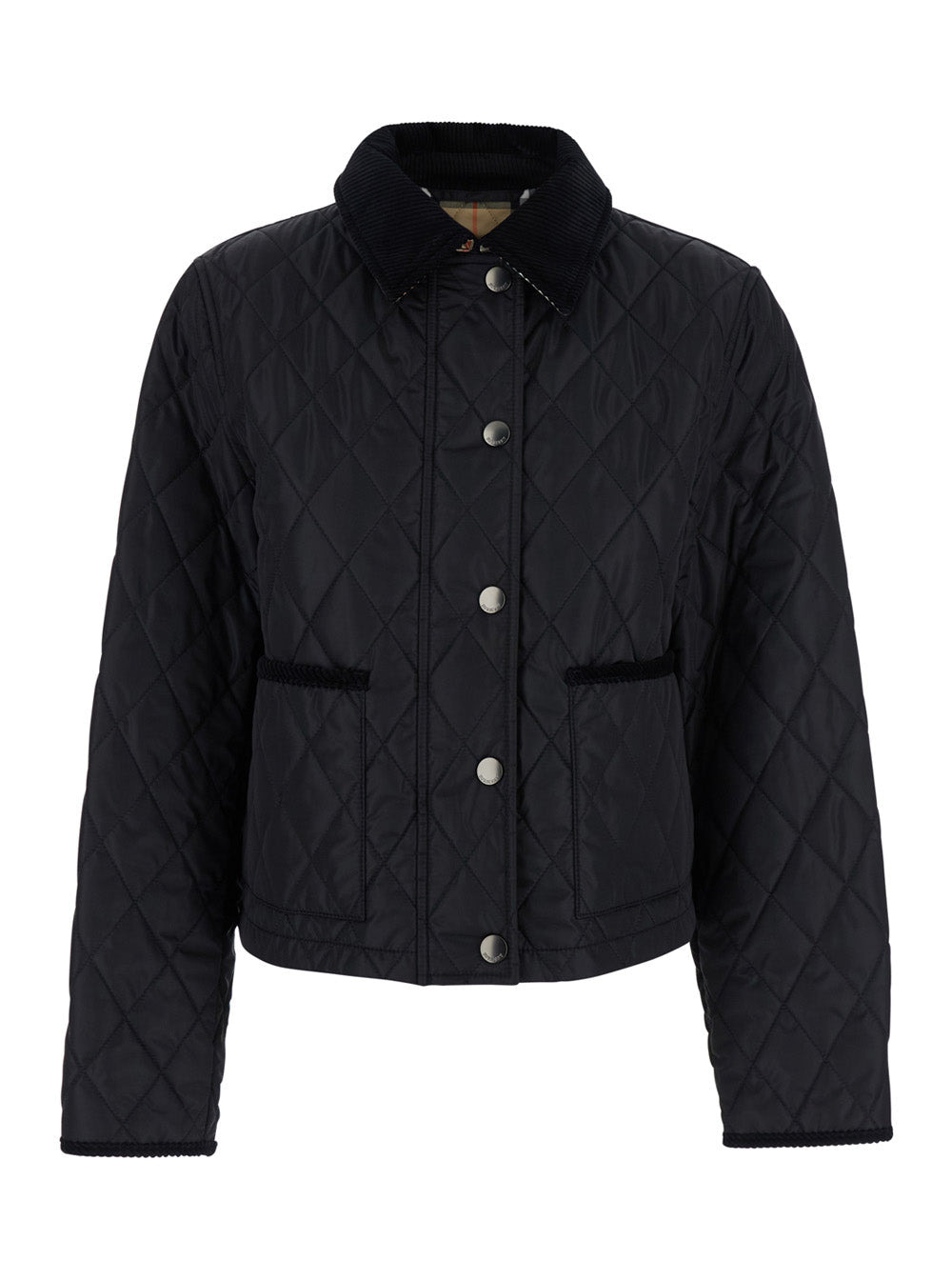 Burberry Women 'Oldham' Black Quilted Jacket With Corduroy Collar In Tech Fabric Woman - 1