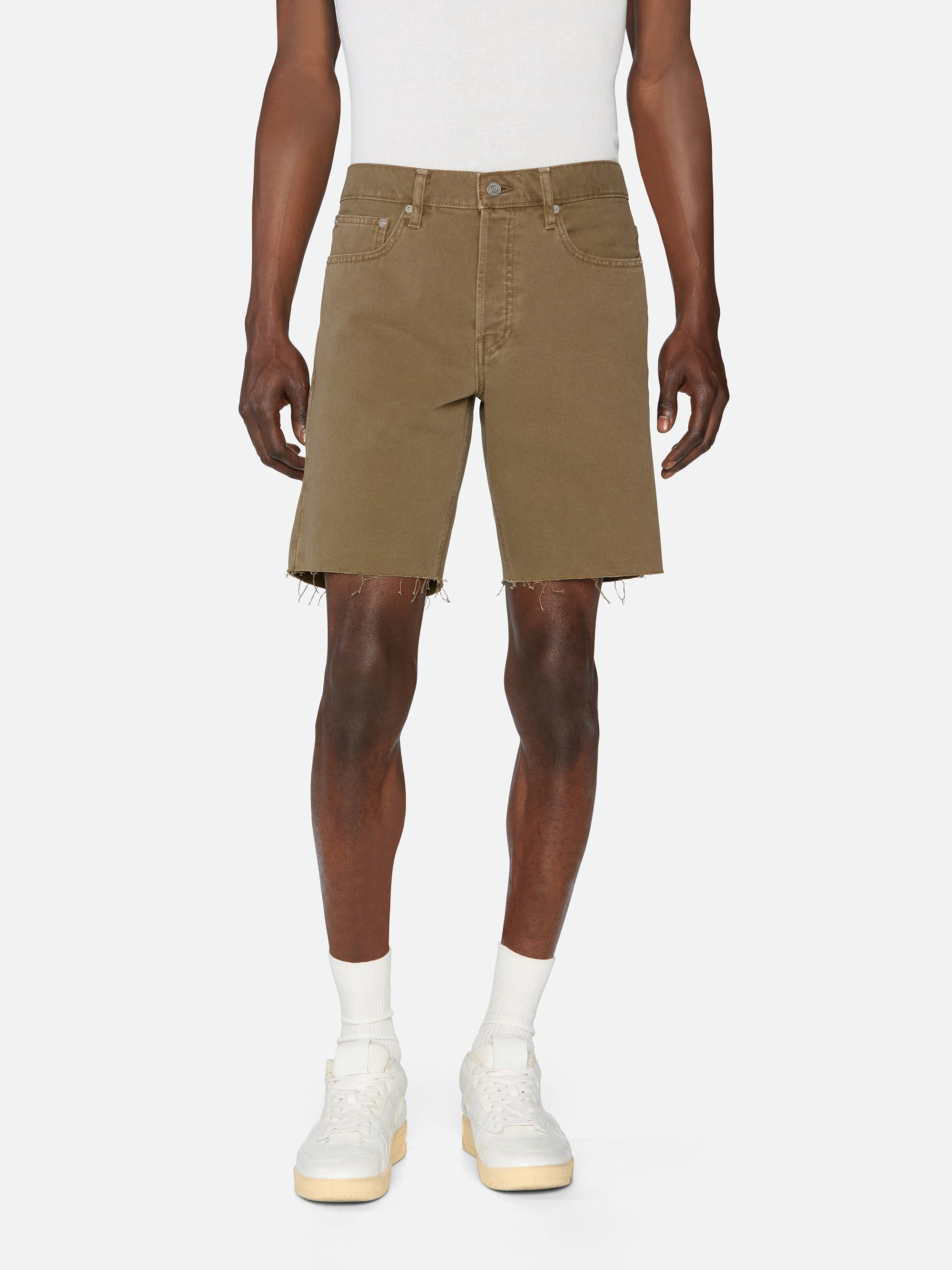 Relaxed Short Raw Hem in Light Brown - 3