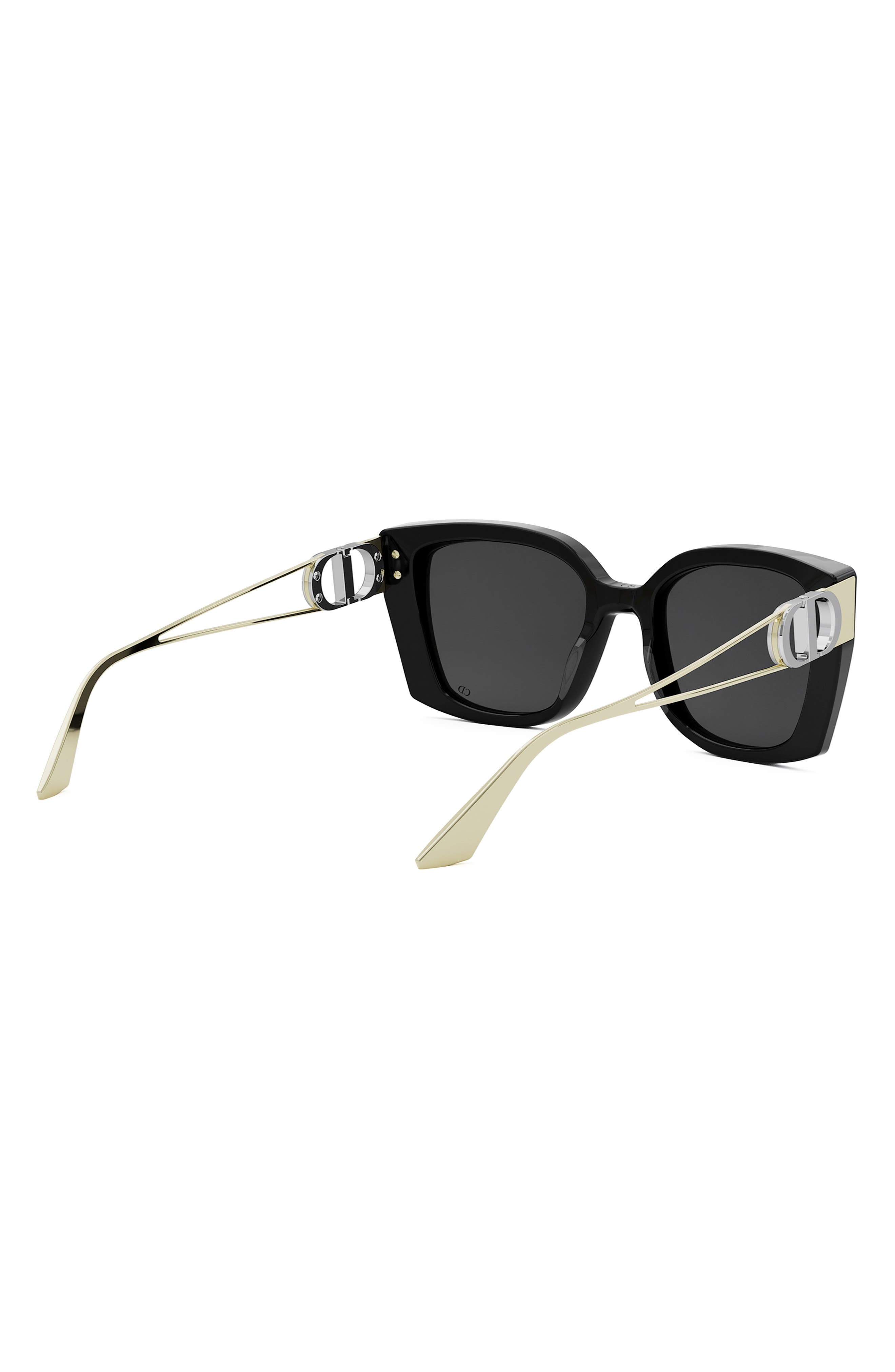 DIOR 30Montaigne S13I 53mm Square Sunglasses in Shiny Black /Smoke at Nordstrom - 6