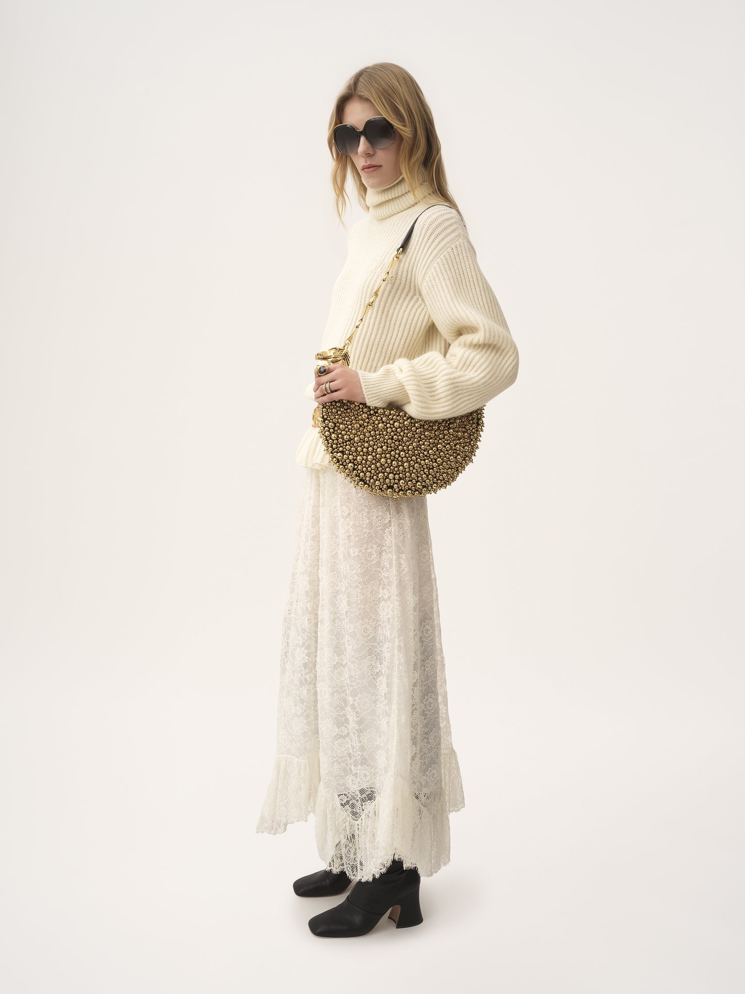 CHAIN HORSE SHOULDER BAG IN BEADED SUEDE LEATHER - 8
