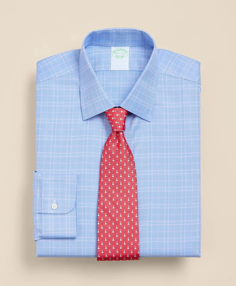 Brooks Brothers Explorer Collection Non-Iron Twill Ainsley Collar, Glen Plaid Dress Shirt - 1