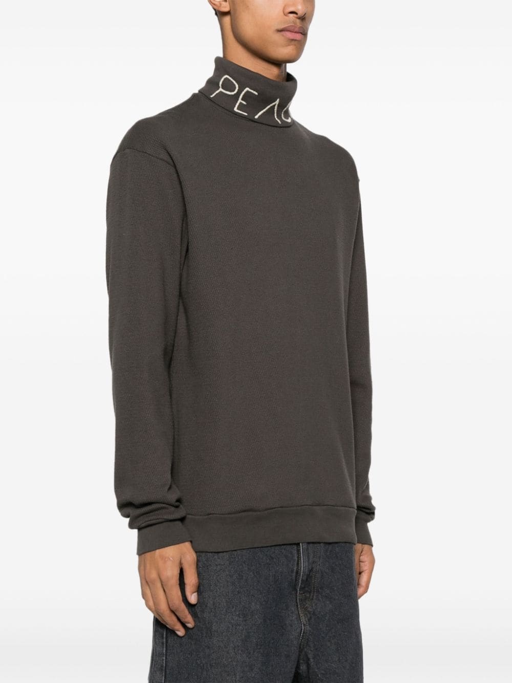 embroidered-motif cotton jumper - 3