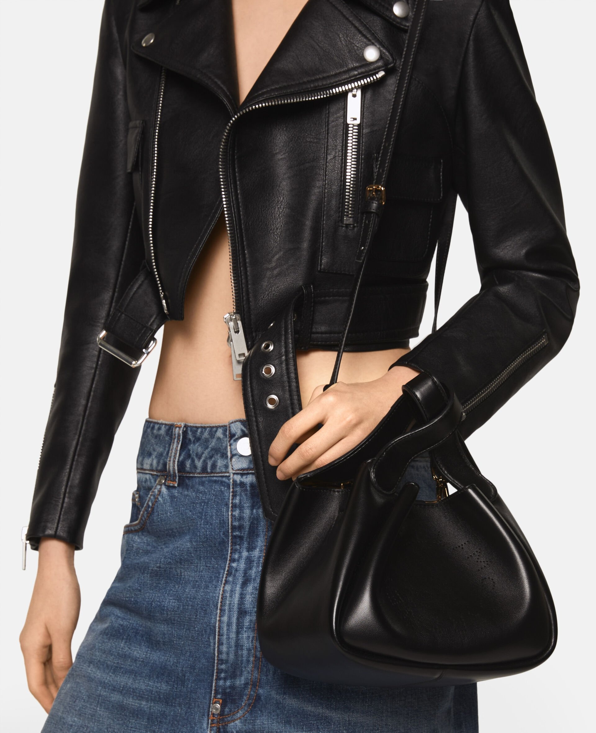 Stella McCartney Logo Double Top Handle Crossbody Bag