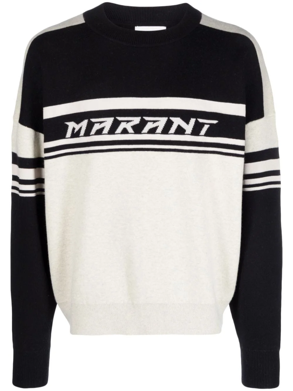 intarsia knit-logo stripe-detail jumper - 1