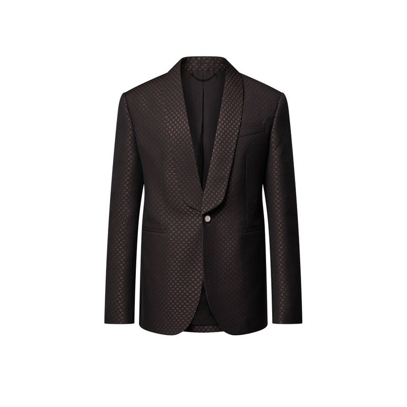 Wool-Silk Blend Monogram Single-Breasted Tuxedo Jacket 1
