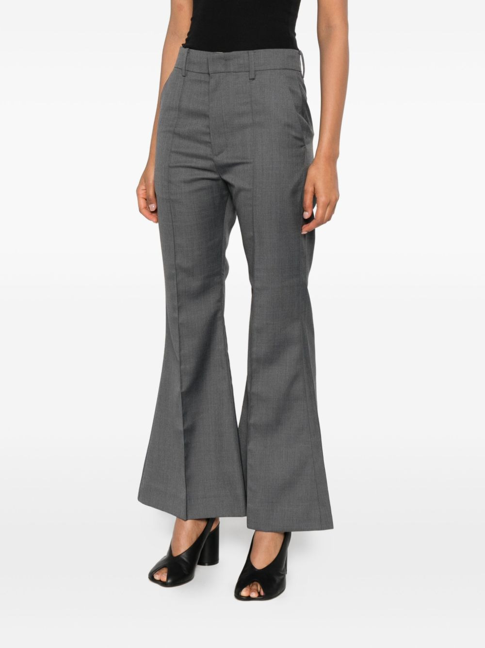 crease flared trousers - 3