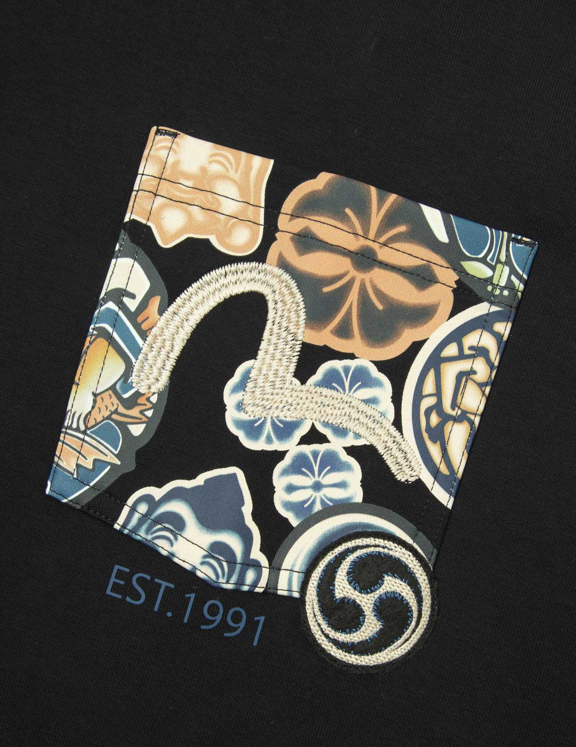 SEAGULL EMBROIDERY WITH KAMON PRINT POCKET RELAX FIT SWEATSHIRT - 10
