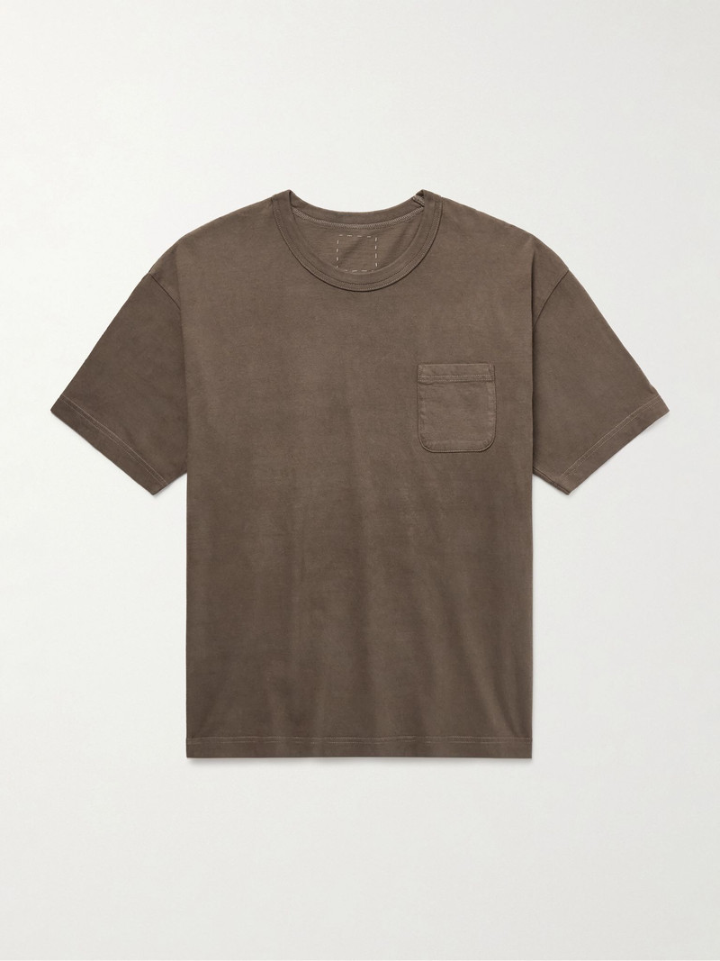 Jumbo Garment-Dyed Cotton-Jersey T-Shirt Brown 1
