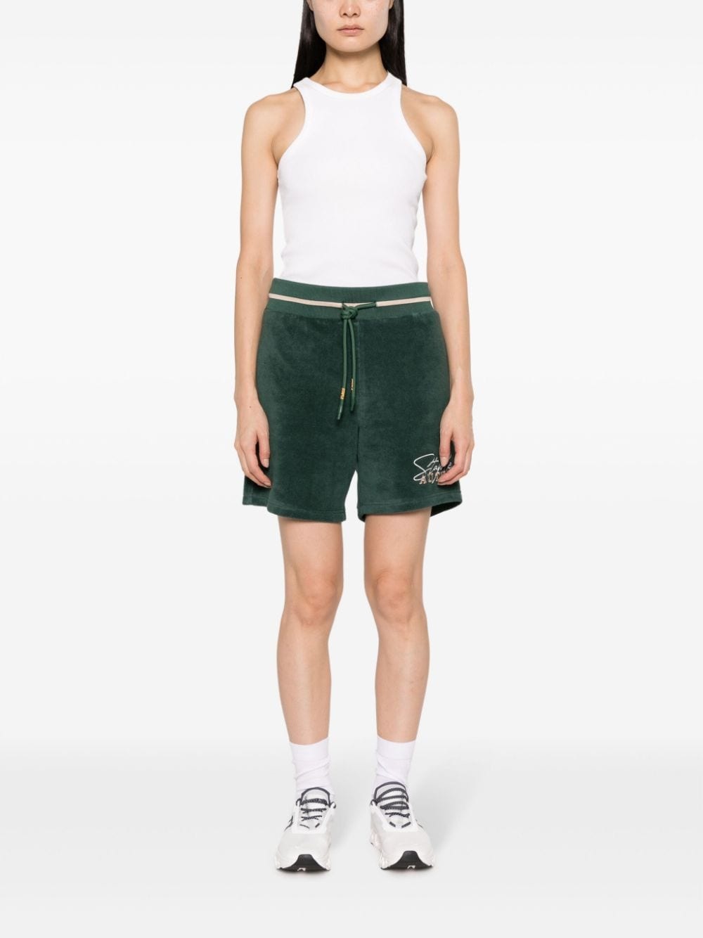 logo-embroidered cotton-blend track shorts - 3