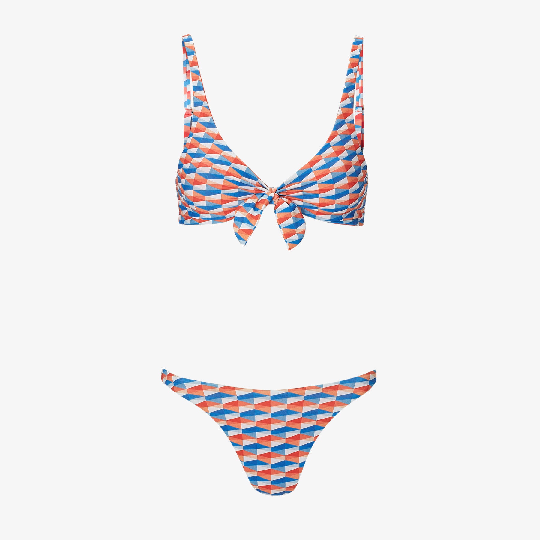 Apia
Paprika/Sky Diamond Print Recycled Nylon and Lycra Bikini Top - 2