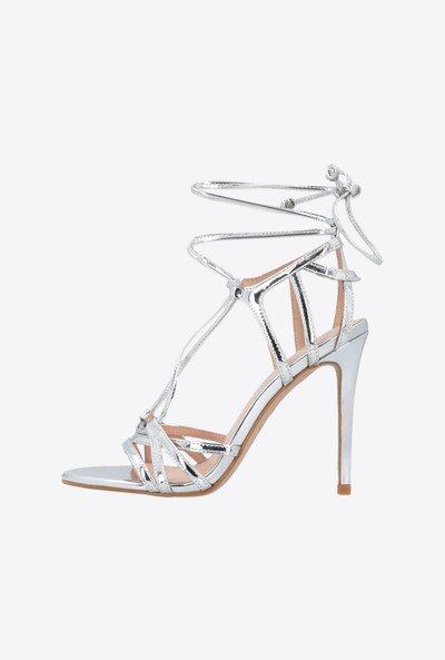 PINKO LAMINATED MIRROR-EFFECT SANDALS outlook