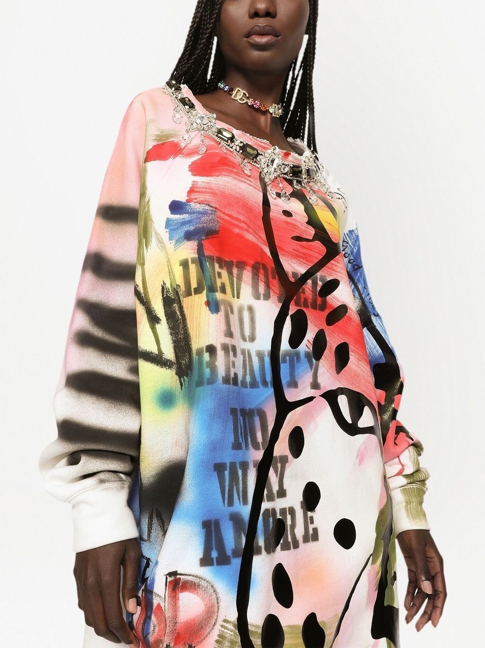 graffiti-print jumper dress - 5