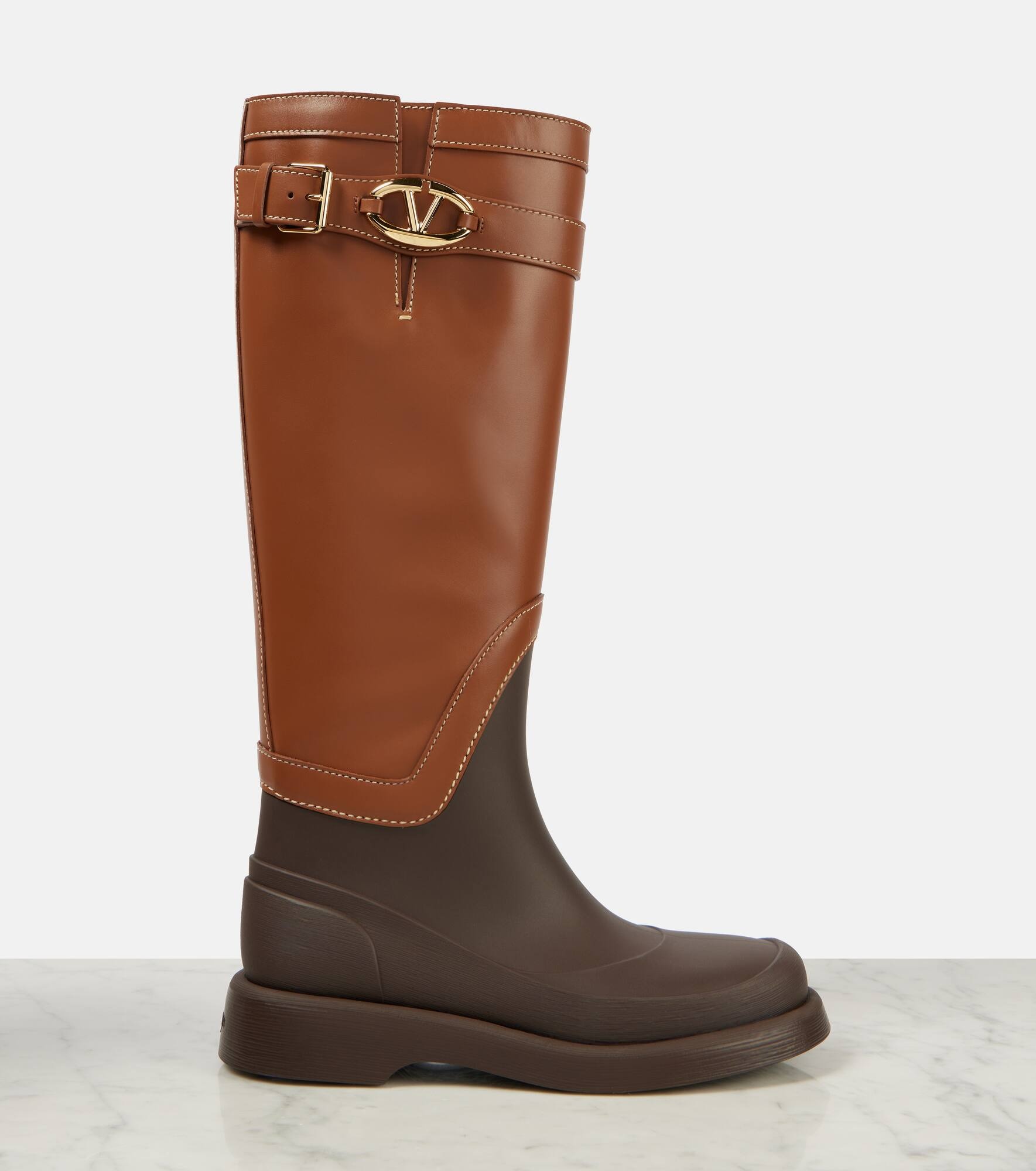 VLogo Bold leather knee-high boots - 6