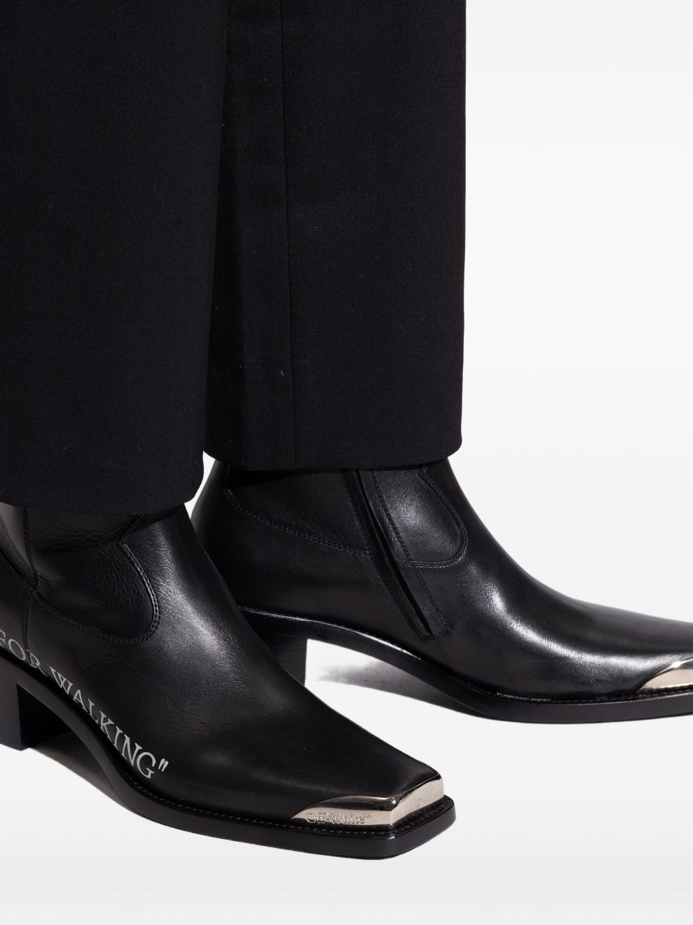 block-heel leather boots - 5
