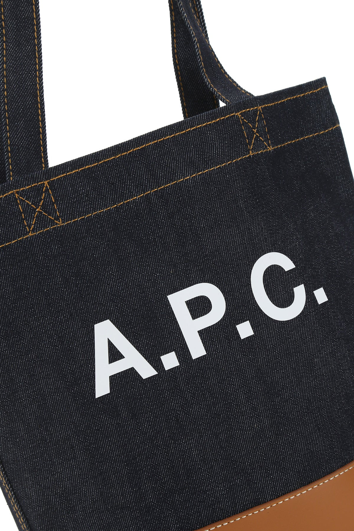Two-tone denim and leather Axelle shopping bag - 4