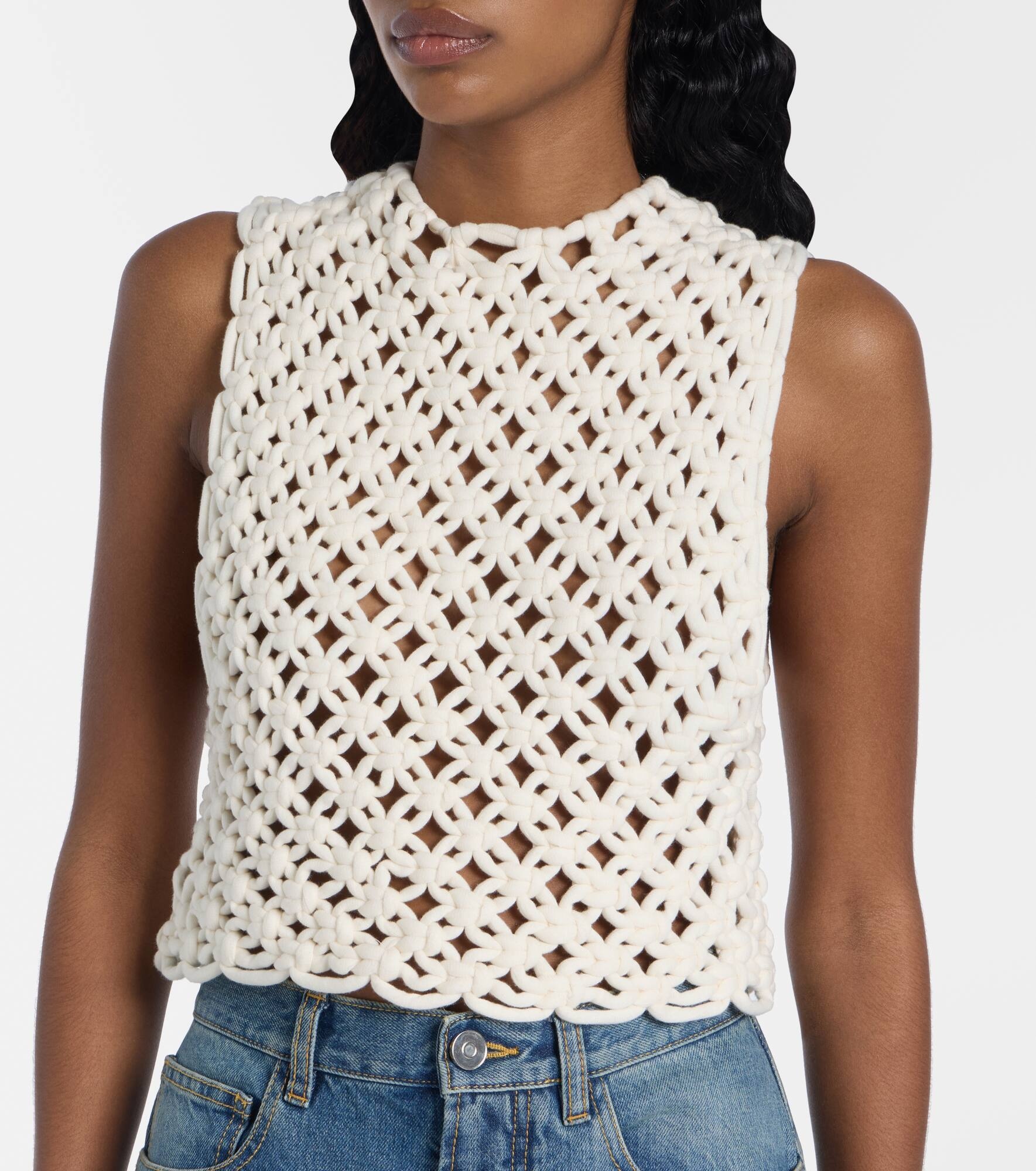 Open-knit cotton-blend top - 4