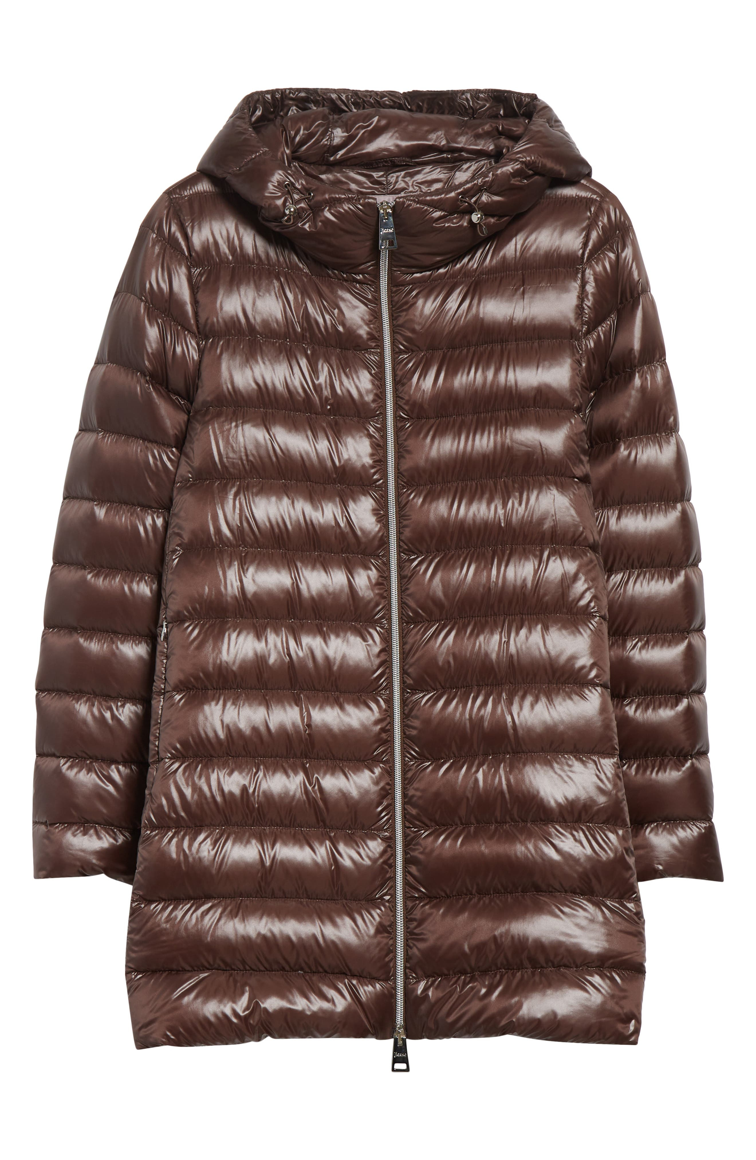 Herno Shiny Nylon Hooded Down Puffer Jacket in Chocolate at Nordstrom - 6