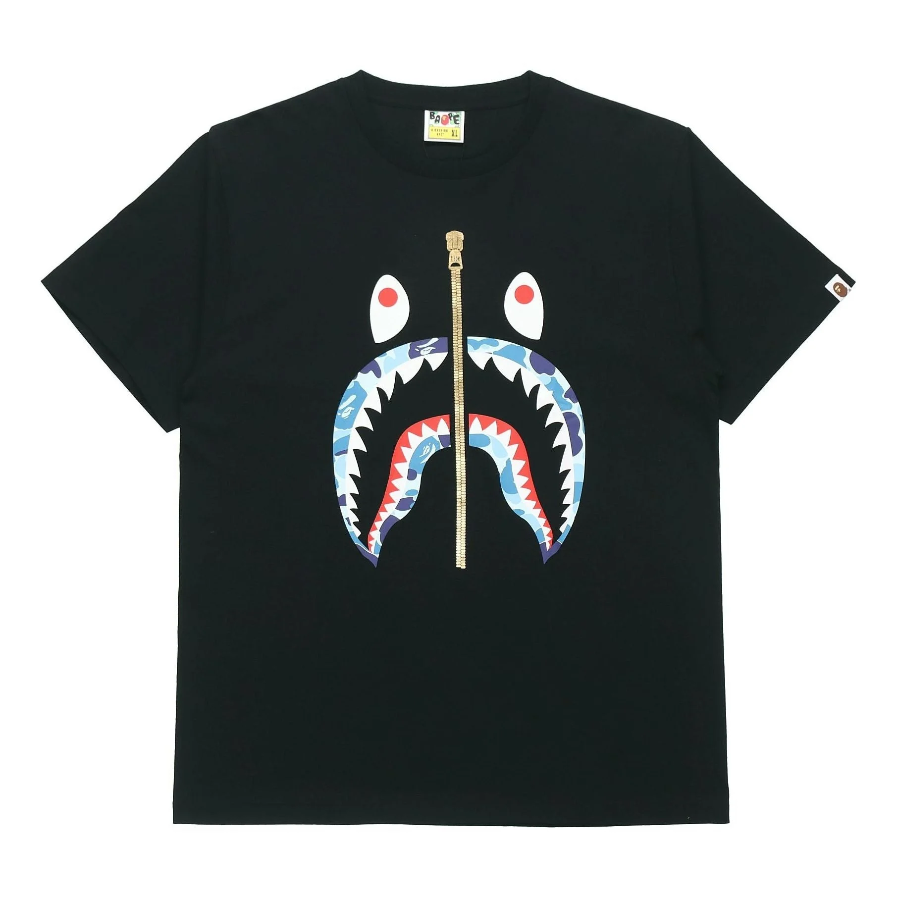 A Bathing Ape Shark Face Half Zip T-Shirt 'Black' BAPE19SS-009 - 1